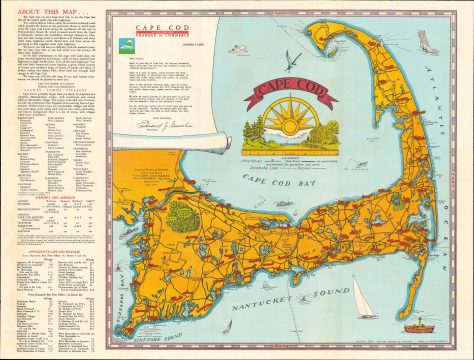 1953 Miller Pictorial Map of Cape Cod
