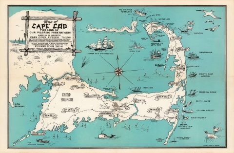 1946 Pictorial Map of Cape Cod, Massachusetts