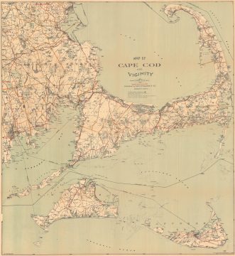 1902 Walker Cycling Map of Cape Cod, Nantucket, Martha's Vineyard, Massachusetts