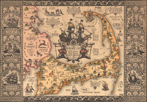 1930 Coulton Waugh Pictorial Map of Cape Cod, Massachusetts