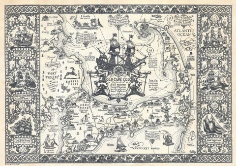 1930 Coulton Waugh Pictorial Map of Cape Cod, Massachusetts