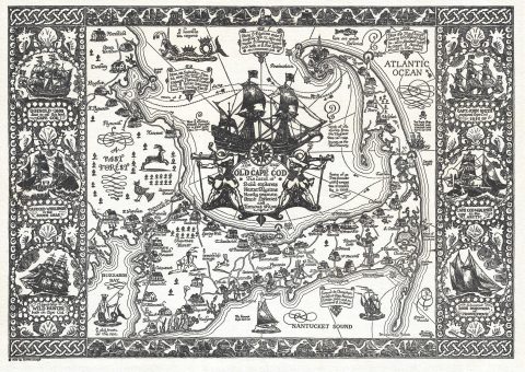 1930 Coulton Waugh Pictorial Map of Cape Cod, Massachusetts