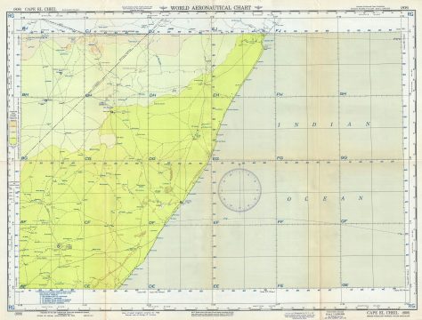1955 U.S. Air Force Aeronautical Chart or Map of Southeast Somalia