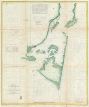 1855 U.S. Coast Survey Map of Cape Fear, North Carolina