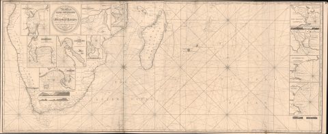 1819 / 1827 Norie Blueback Chart / Map of the Cape of Good Hope and Madagascar