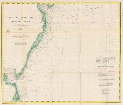 1862 U.S. Coast Survey Map of the entrance to the Chesapeake Bay and Delaware Bay