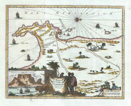1703 Johannes Map of the Cape of Good Hope, South Africa