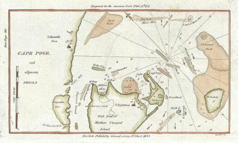1833 Blunt Nautical Map of Cape Poge, Martha's Vineyard, Massachusetts
