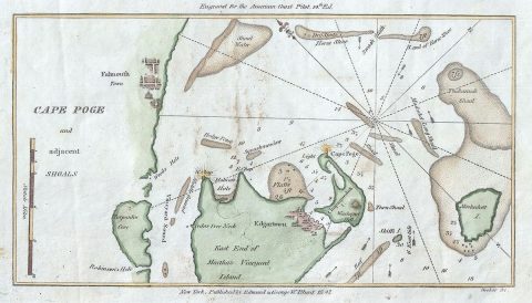1842 Blunt Map of Cape Poge, Martha's Vineyard, Massachusetts