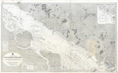 1928 Admiralty Nautical Chart of Maritime Map of the Malacca Strait