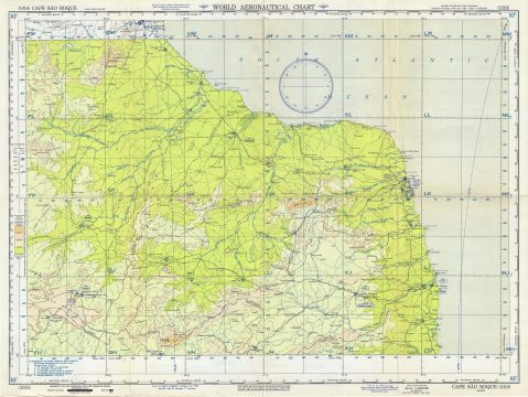 1956 U.S. Air Force Aeronautical Chart or Map of Northeast Coast of Brazil