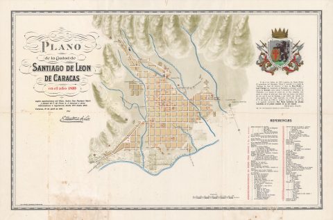 1810 / 1910 Mendoza Solar Map of Caracas, Venezuela