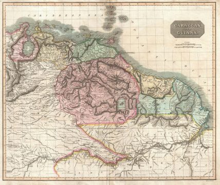 1814 Thomson Map of Northeastern South American: Venezuela, Guiana