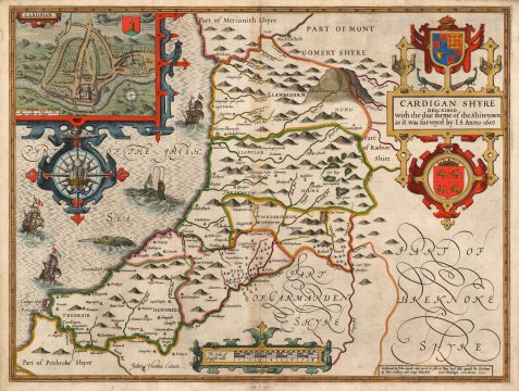1627 John Speed County Map of Cardiganshire