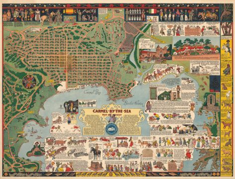 1942 Jo Mora Pictorial Map of Carmel-by-the-Sea, California