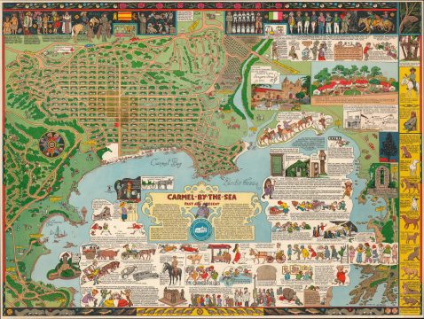 1942 Jo Mora Pictorial Map of Carmel-by-the-Sea, California