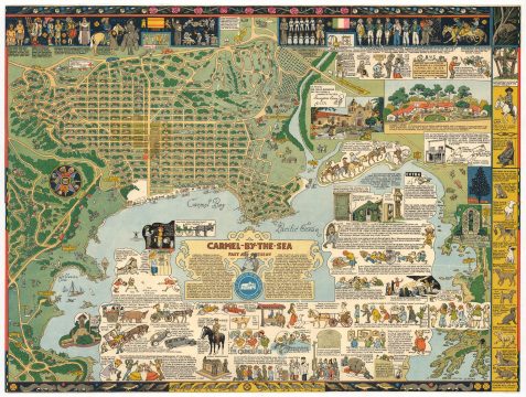 1942 Jo Mora Pictorial Map of Carmel-by-the-Sea, California