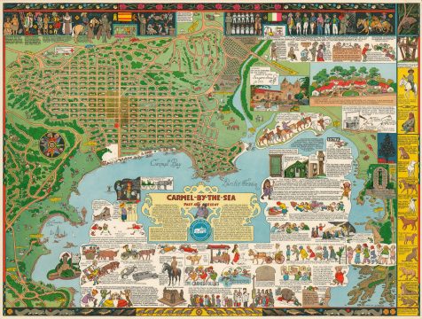 1942 Jo Mora Pictorial Map of Carmel-by-the-Sea, California