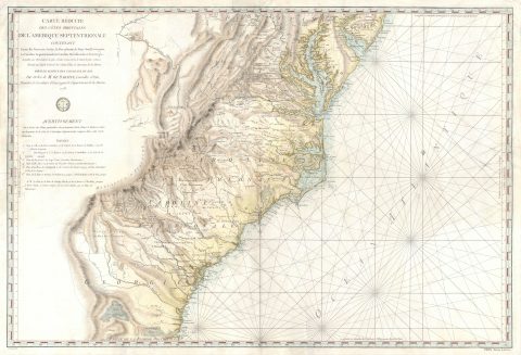 1778 Sartine Map of Georgia, North Carolina, South Carolina, Virginia and Maryland