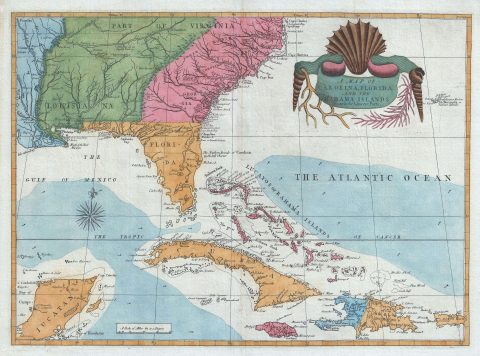 1743 / 71 Catesby Map of the American Southeast: Carolina, Florida…