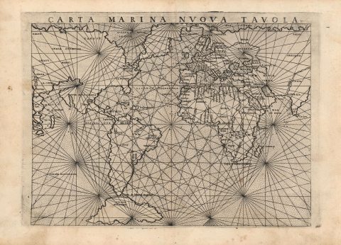 1561 Ruscelli/ Gastaldi Mariner's Map of the World