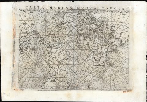 1561 Ruscelli / Gastaldi Mariner's Map of the World