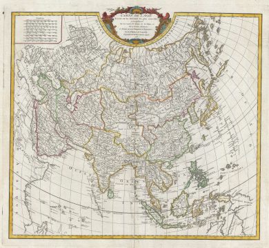 1775 Vaugondy Map of Asia (Sea of Korea)