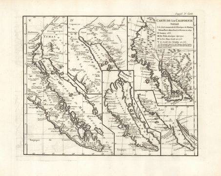 1772 Vaugondy / Diderot Map of California Debunking California as an Island
