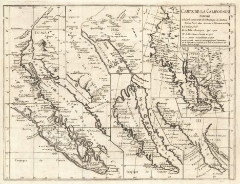 1772 Vaugondy / Diderot Map of California Debunking California as an Island