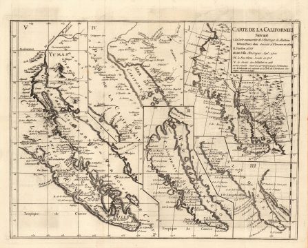 1772 Vaugondy / Diderot Map of California Debunking California as an Island