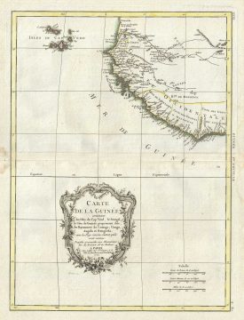 1771 Bonne Map of the Guinea Coast of West Africa and the Cape Verde Islands
