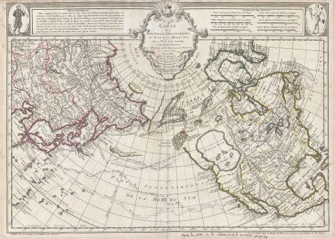 1752 De L'Isle Map of North America, the Arctic, and Siberia  (Sea of the West)