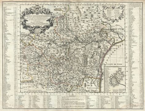 1704 De L'isle Map of Narbonne, France (Languedoc Wine Region)