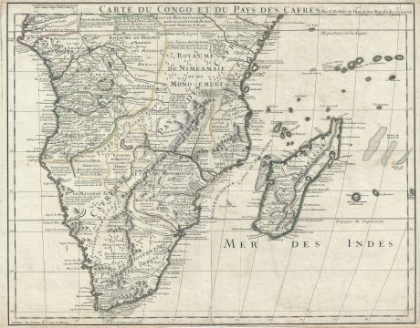 1708 Delisle Map of Southern Africa