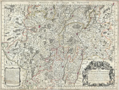 1709 Delisle Map of Southern Burgundy (Bourgogne), France (Burgundy Wine Region)