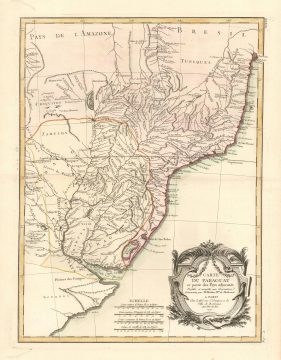 1771 Bonne Map of Paraguay, Uruguay, and Brazil