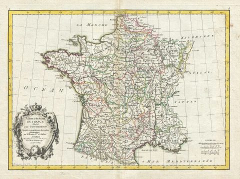1771 Bonne Map of France