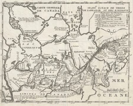 1715 Lahontan Map of the Great Lakes, Canada, and the Upper Mississippi