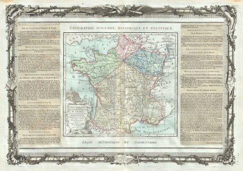 1786 Desnos and de la Tour Map of France showing Roads and Provinces