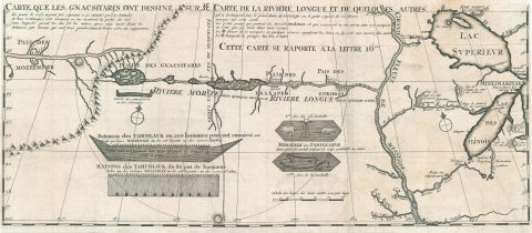 1703 Lahontan Map of the Great Lakes, Mississippi River, and Riviere Longue (first edition)