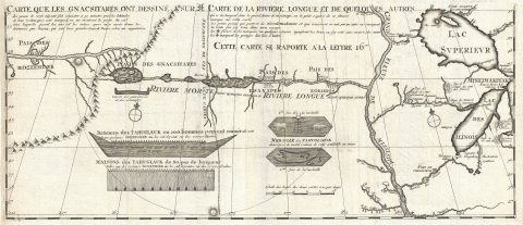 1703 Lahontan Map of the Great Lakes, Mississippi River, and Riviere Longue (first edition)