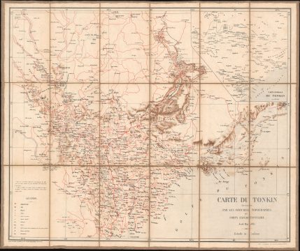 1885 Service Geographique Map of Tonkin, North Vietnam, Indochina