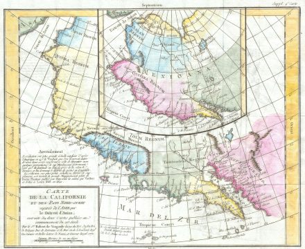 1768 Vaugondy Map of California and Alaska