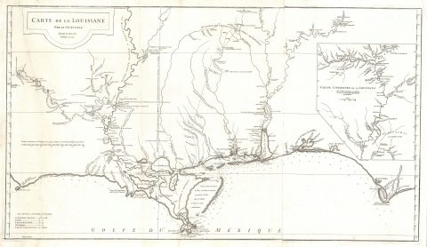 1752 Anville Map of the Gulf Coast and Mississippi River Delta