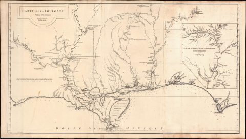 1752 Anville Map of the Gulf Coast and Mississippi River Delta