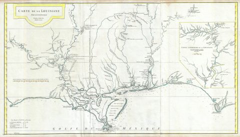 1752 Anville Map of the Gulf Coast and Mississippi River Delta