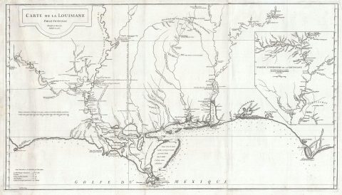 1752 Anville Map of the Gulf Coast and Mississippi River Delta