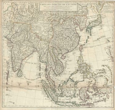 1705 Delisle Map of East Asia (India, China, East Indies, Korea, Japan)