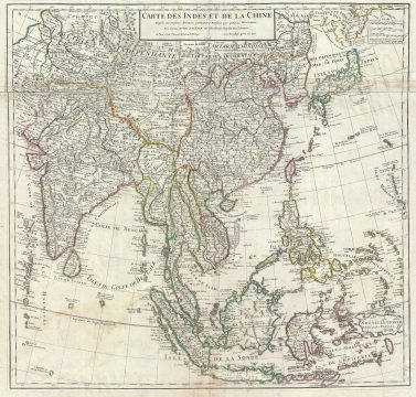 1705 Delisle Map of East Asia (India, China, East Indies, Korea, Japan)
