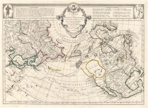 1776 De L'Isle / Santini Map of North America and the Arctic (Sea of the West)